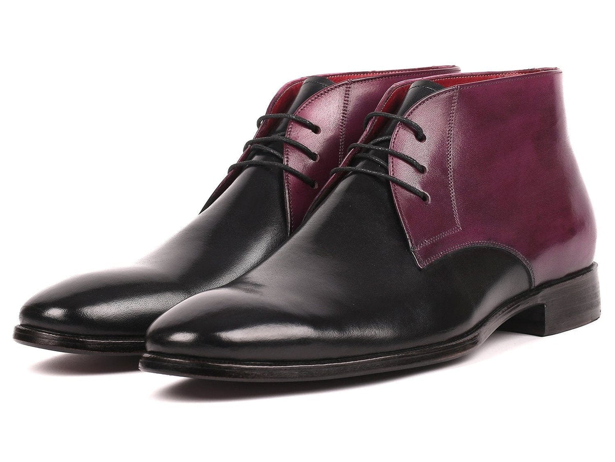 PAUL PARKMAN Paul Parkman Men's Chukka Boots Black & Purple (ID#CK68H1)