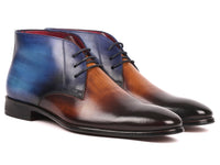 PAUL PARKMAN Paul Parkman Men's Chukka Boots Brown & Blue (ID#CK67L6)