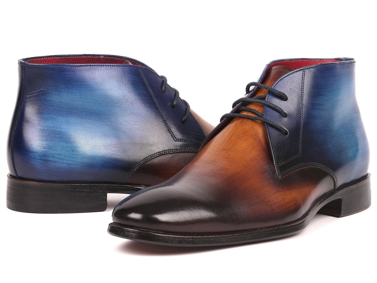 PAUL PARKMAN Paul Parkman Men's Chukka Boots Brown & Blue (ID#CK67L6)