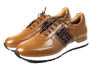 PAUL PARKMAN Paul Parkman Men's Cognac Floater Leather Sneakers (ID#LP206CGN)