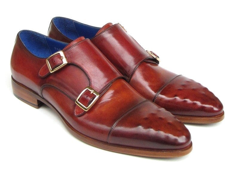 PAUL PARKMAN Paul Parkman Men's Double Monkstrap Burgundy Leather (ID#047-BUR)