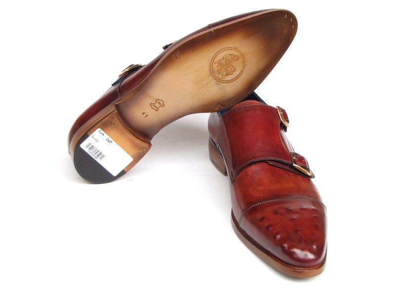 PAUL PARKMAN Paul Parkman Men's Double Monkstrap Burgundy Leather (ID#047-BUR)