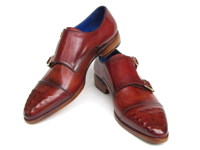 PAUL PARKMAN Paul Parkman Men's Double Monkstrap Burgundy Leather (ID#047-BUR)