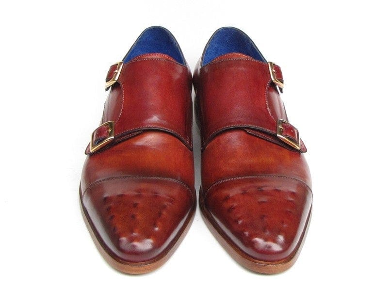 PAUL PARKMAN Paul Parkman Men's Double Monkstrap Burgundy Leather (ID#047-BUR)