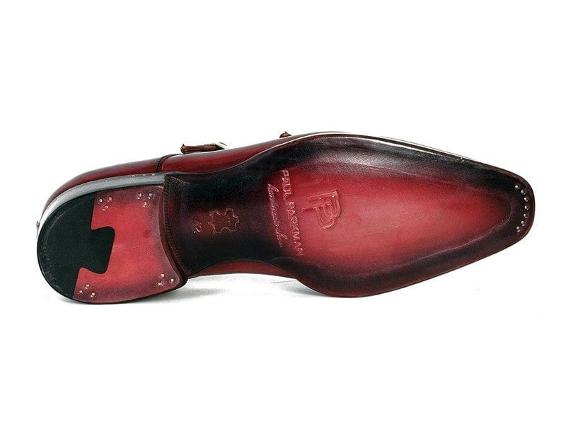 PAUL PARKMAN Paul Parkman Men's Double Monkstrap Shoes Black & Bordeaux (ID#PP3851)