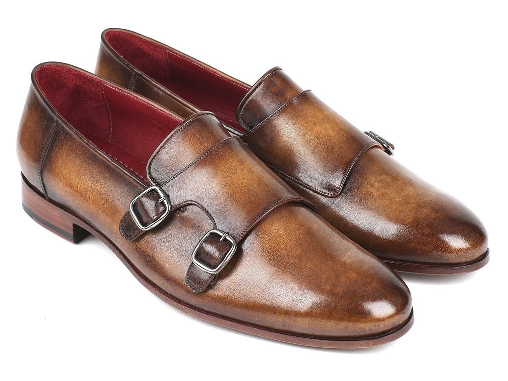 PAUL PARKMAN Paul Parkman Men's Double Monkstraps Olive (ID#HR67LV)