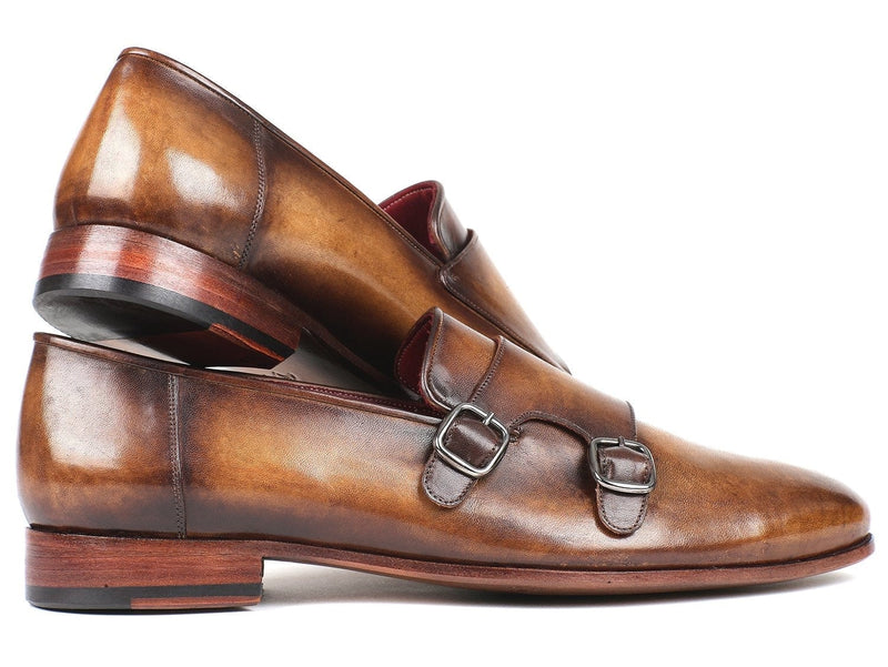 PAUL PARKMAN Paul Parkman Men's Double Monkstraps Olive (ID#HR67LV)