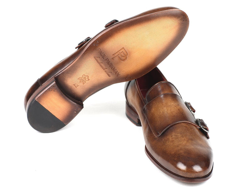 PAUL PARKMAN Paul Parkman Men's Double Monkstraps Olive (ID#HR67LV)