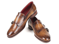 PAUL PARKMAN Paul Parkman Men's Double Monkstraps Olive (ID#HR67LV)