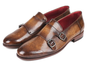 PAUL PARKMAN Paul Parkman Men's Double Monkstraps Olive (ID#HR67LV)