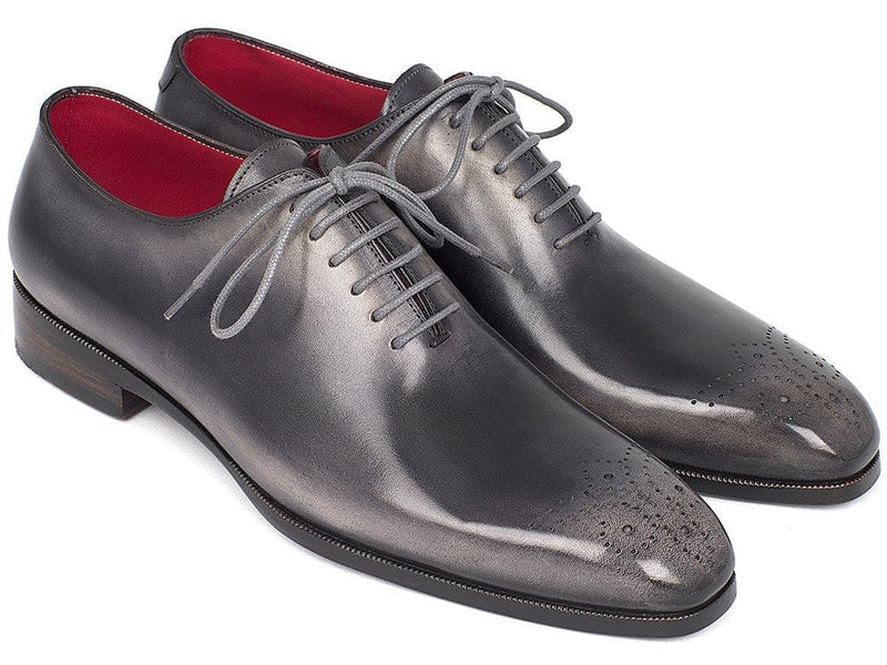 PAUL PARKMAN Paul Parkman Men's Gray & Black Wholecut Oxfords (ID#KR254GRY)