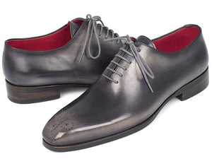 PAUL PARKMAN Paul Parkman Men's Gray & Black Wholecut Oxfords (ID#KR254GRY)