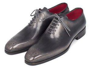 PAUL PARKMAN Paul Parkman Men's Gray & Black Wholecut Oxfords (ID#KR254GRY)