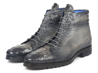 PAUL PARKMAN Paul Parkman Men's Gray Croco Embossed Leather Boots (12811-GRY)