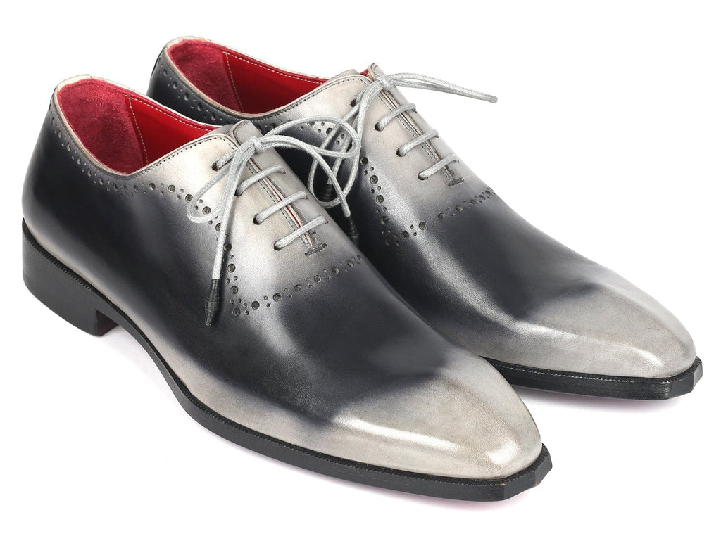 PAUL PARKMAN Paul Parkman Men's Gray Hand-Painted Oxfords (ID#AG445GRY)