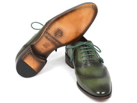 PAUL PARKMAN Paul Parkman Men's Green Calfskin Oxfords (ID#K78-GRN)