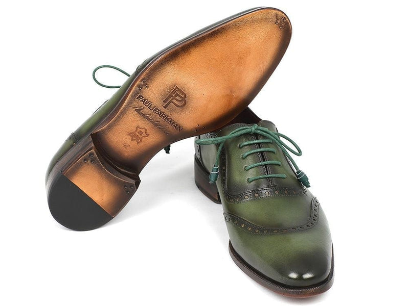 PAUL PARKMAN Paul Parkman Men's Green Calfskin Oxfords (ID#K78-GRN)