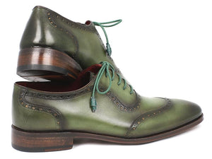 PAUL PARKMAN Paul Parkman Men's Green Calfskin Oxfords (ID#K78-GRN)