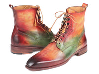 PAUL PARKMAN Paul Parkman Men's Green, Camel & Bordeaux Leather Boots (ID#BT533SPR)