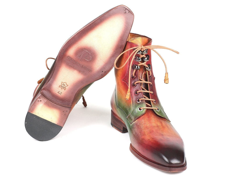PAUL PARKMAN Paul Parkman Men's Green, Camel & Bordeaux Leather Boots (ID#BT533SPR)