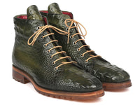 PAUL PARKMAN Paul Parkman Men's Green Croco Embossed Leather Boots (12811-GRN)