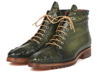 PAUL PARKMAN Paul Parkman Men's Green Croco Embossed Leather Boots (12811-GRN)