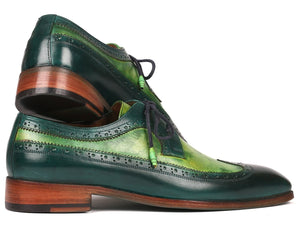 PAUL PARKMAN Paul Parkman Men's Green Dual Tone Wingtip Derby Shoes (ID#6931GRN)