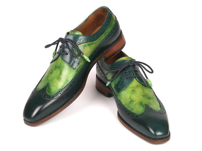 PAUL PARKMAN Paul Parkman Men's Green Dual Tone Wingtip Derby Shoes (ID#6931GRN)