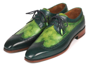 PAUL PARKMAN Paul Parkman Men's Green Dual Tone Wingtip Derby Shoes (ID#6931GRN)