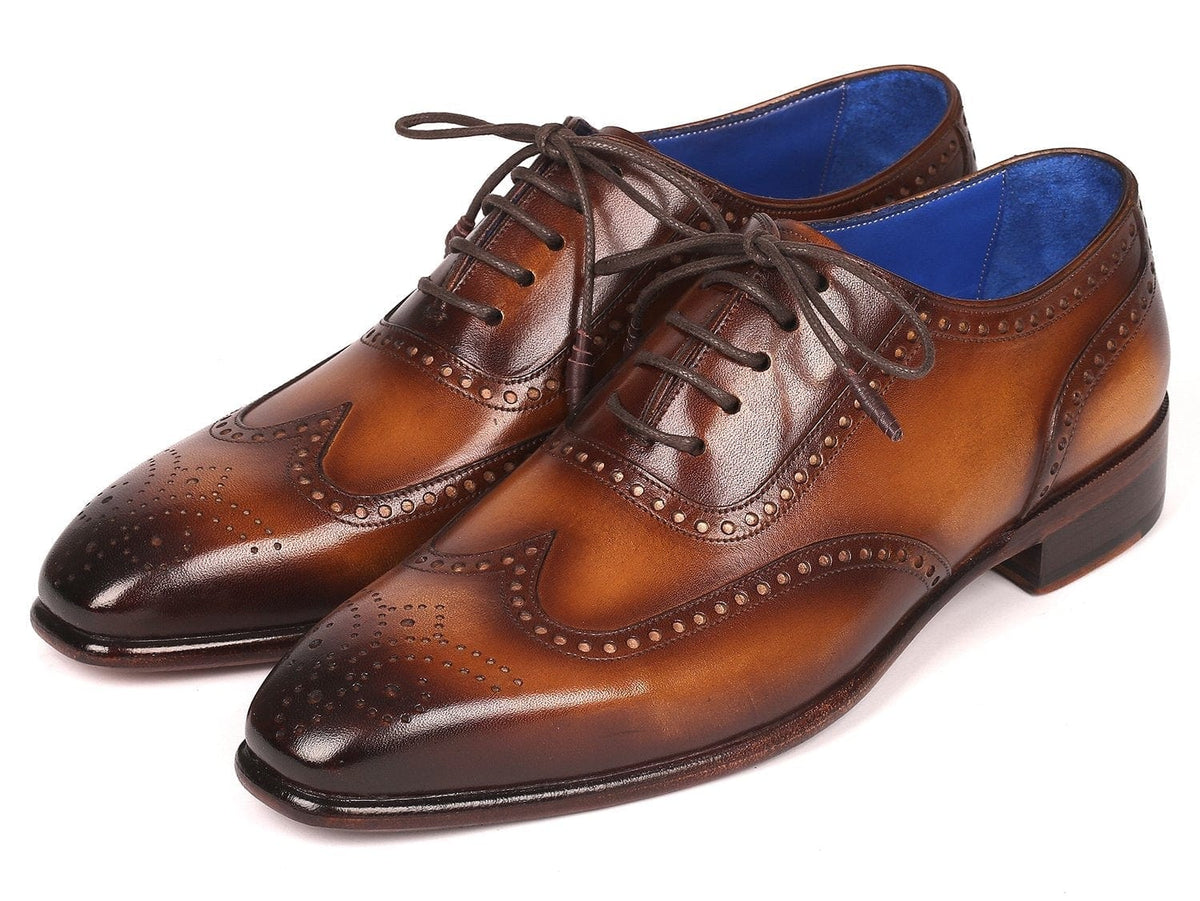 PAUL PARKMAN Paul Parkman Men's Handmade Wingtip Oxfords Brown (ID#711W03)
