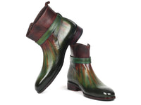 PAUL PARKMAN Paul Parkman Men's Jodhpur Boots Green & Bordeaux (957FRS84)