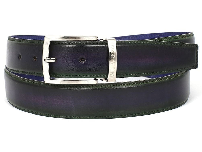 PAUL PARKMAN PAUL PARKMAN Men's Leather Belt Dual Tone Green & Purple (ID#B01-GRN-PURP)