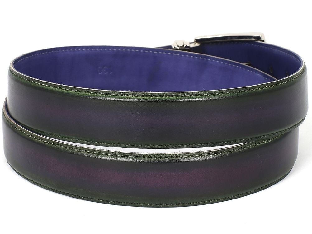 PAUL PARKMAN PAUL PARKMAN Men's Leather Belt Dual Tone Green & Purple (ID#B01-GRN-PURP)