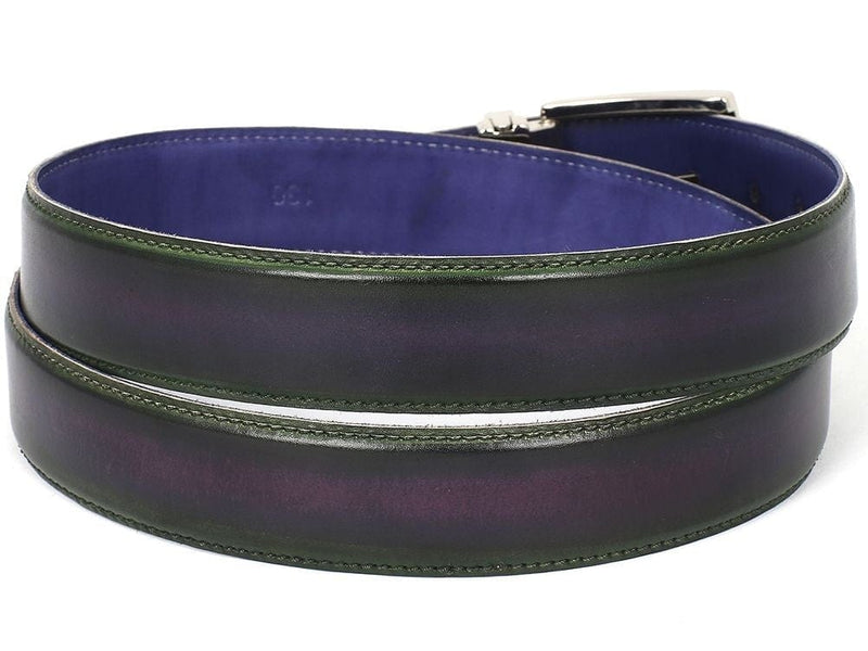 PAUL PARKMAN PAUL PARKMAN Men's Leather Belt Dual Tone Green & Purple (ID#B01-GRN-PURP)