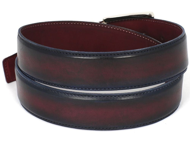 PAUL PARKMAN PAUL PARKMAN Men's Leather Belt Dual Tone Navy & Bordeaux (ID#B01-NVY-BRD)