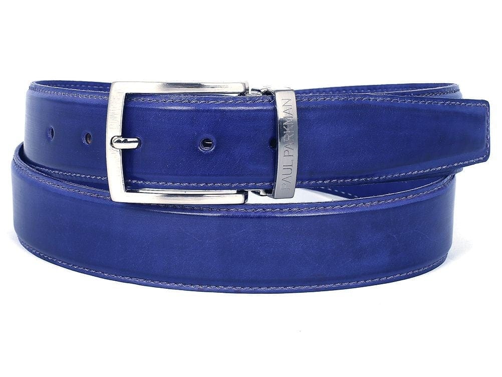 PAUL PARKMAN PAUL PARKMAN Men's Leather Belt Hand-Painted Cobalt Blue (ID#B01-BLU)
