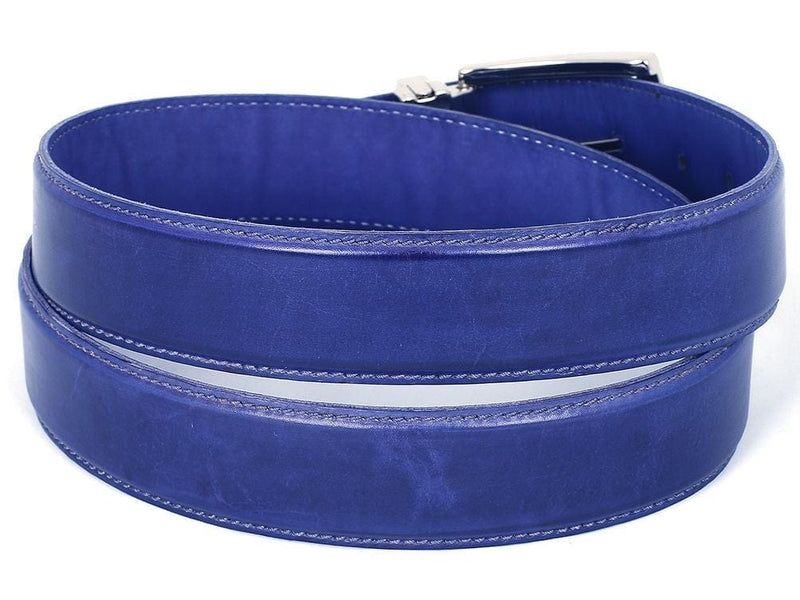 PAUL PARKMAN PAUL PARKMAN Men's Leather Belt Hand-Painted Cobalt Blue (ID#B01-BLU)