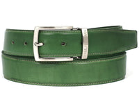 PAUL PARKMAN PAUL PARKMAN Men's Leather Belt Hand-Painted Green (ID#B01-LGRN)