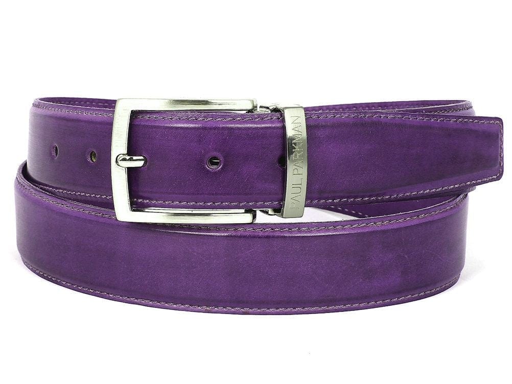 PAUL PARKMAN PAUL PARKMAN Men's Leather Belt Hand-Painted Purple (ID#B01-PURP)