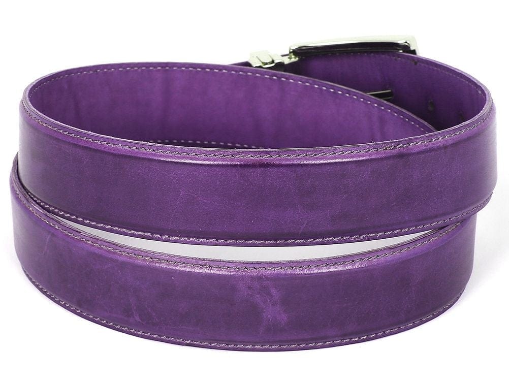 PAUL PARKMAN PAUL PARKMAN Men's Leather Belt Hand-Painted Purple (ID#B01-PURP)