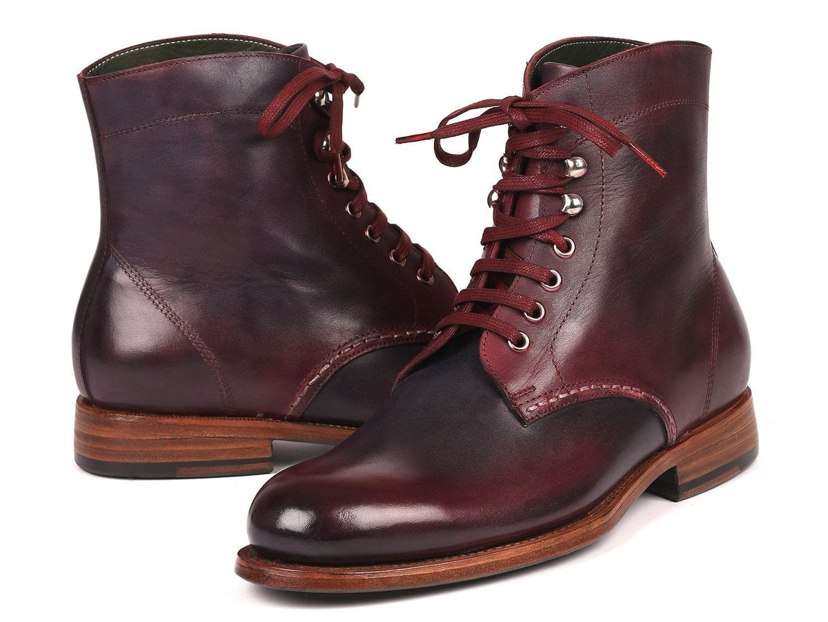 PAUL PARKMAN Paul Parkman Men's Leather Boots Bordeaux & Navy (824BRD65)