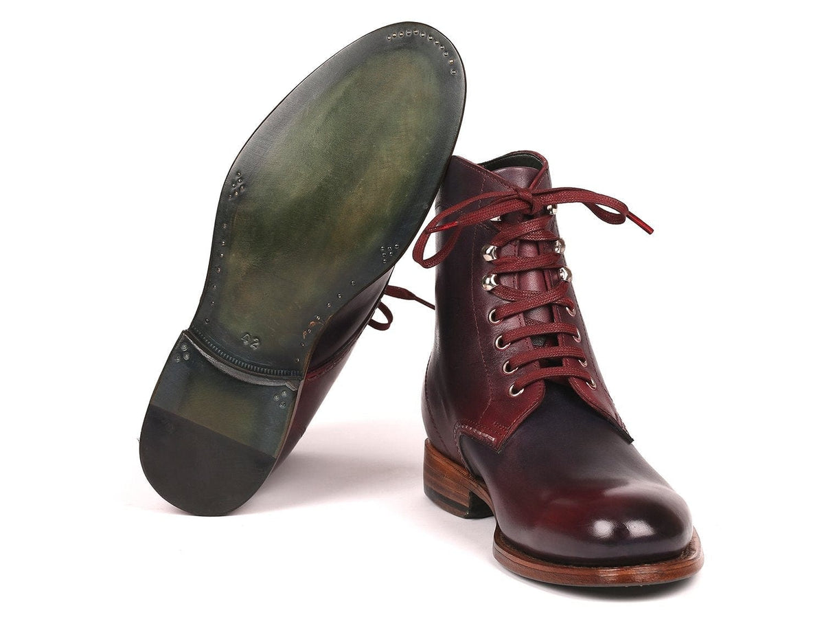 PAUL PARKMAN Paul Parkman Men's Leather Boots Bordeaux & Navy (824BRD65)