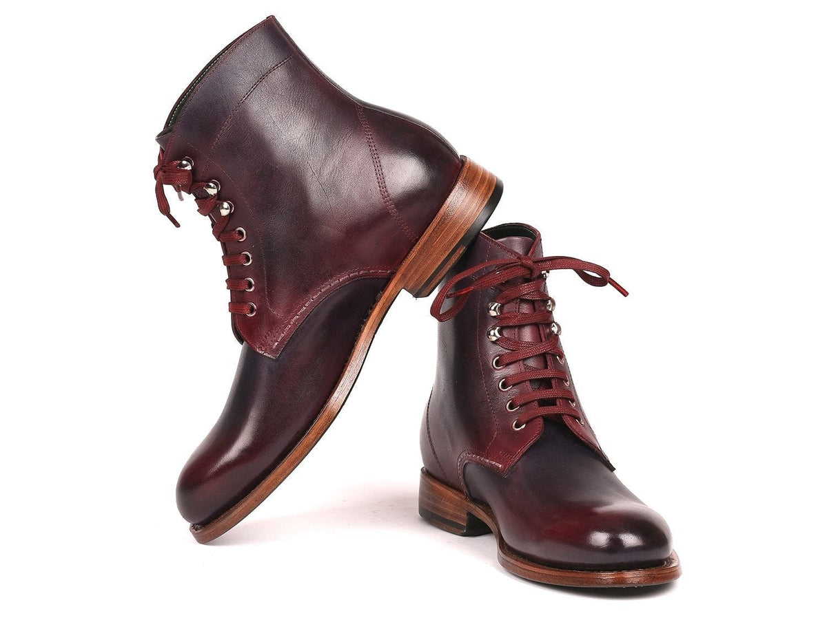 PAUL PARKMAN Paul Parkman Men's Leather Boots Bordeaux & Navy (824BRD65)