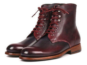 PAUL PARKMAN Paul Parkman Men's Leather Boots Bordeaux & Navy (824BRD65)