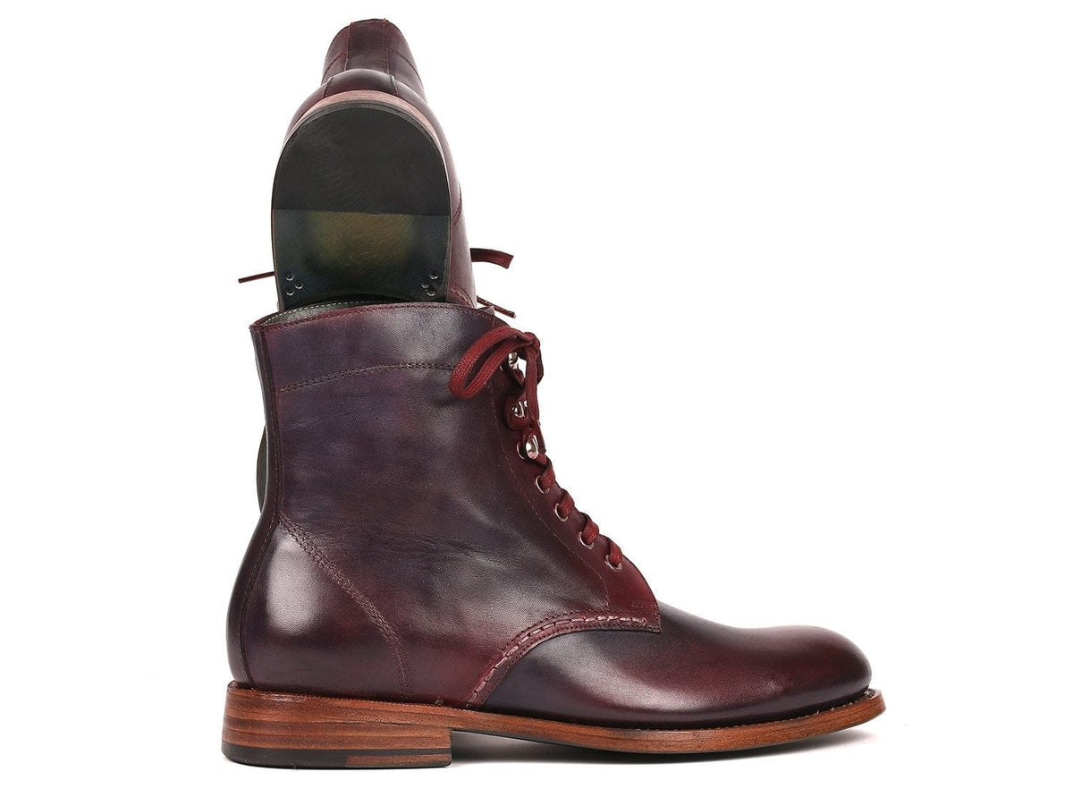 PAUL PARKMAN Paul Parkman Men's Leather Boots Bordeaux & Navy (824BRD65)