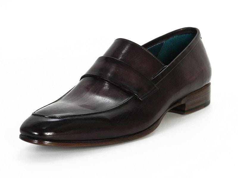 PAUL PARKMAN Paul Parkman Men's Loafer Black & Gray Hand-Painted Leather Upper with Leather Sole (ID#093-GRAY)