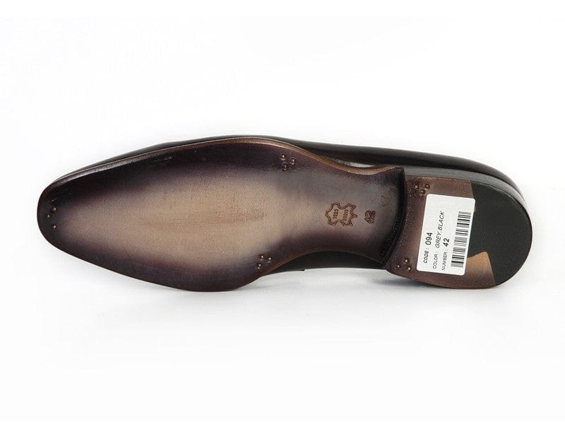 PAUL PARKMAN Paul Parkman Men's Loafer Black & Gray Hand-Painted Leather Upper with Leather Sole (ID#093-GRAY)