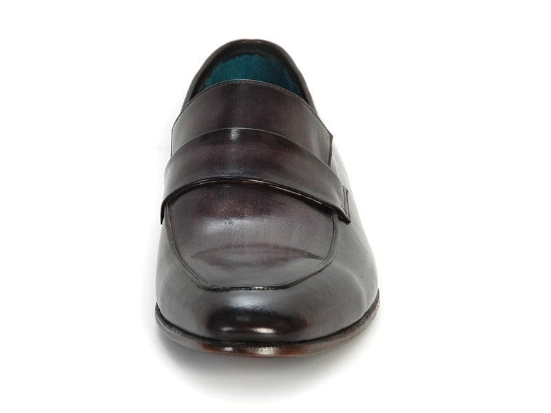 PAUL PARKMAN Paul Parkman Men's Loafer Black & Gray Hand-Painted Leather Upper with Leather Sole (ID#093-GRAY)