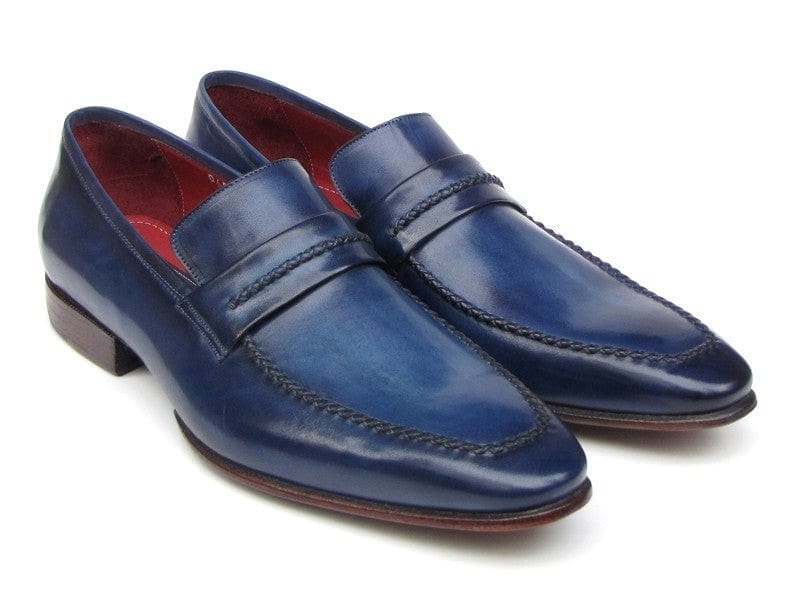PAUL PARKMAN Paul Parkman Men's Loafer Shoes Navy Leather Upper and Leather Sole (ID#068-BLU)