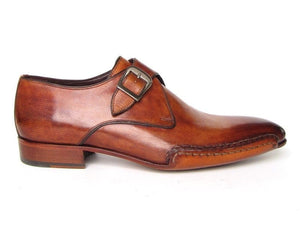 PAUL PARKMAN Paul Parkman Men's Monkstrap Shoes Side Handsewn Twisted Leather Sole Tobacco (ID#24Y56)